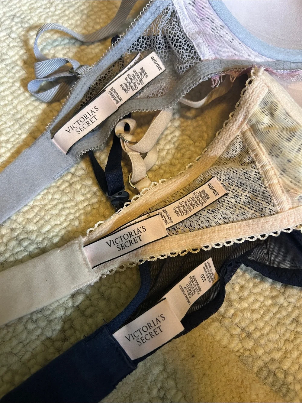 Victoria's Secret Navy Lace & Pastel Floral Bra Trio
